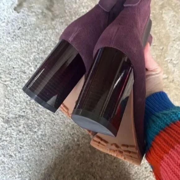 New Sanctuary Ravish Suede Chelsea Heel Boot Burgundy Red Bootie Ankle Lug Sz 6 - Picture 5 of 5